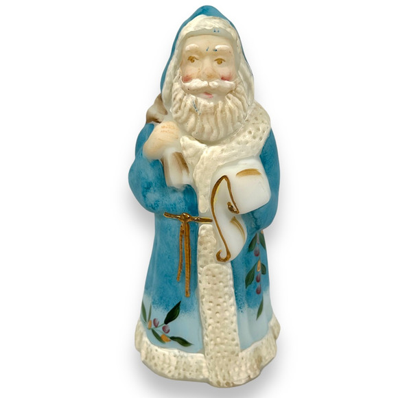 Vintage Fenton Santa Figurine Glass  Signed Amy Slack Limited 1000 Blue Rare - Picture 1 of 9